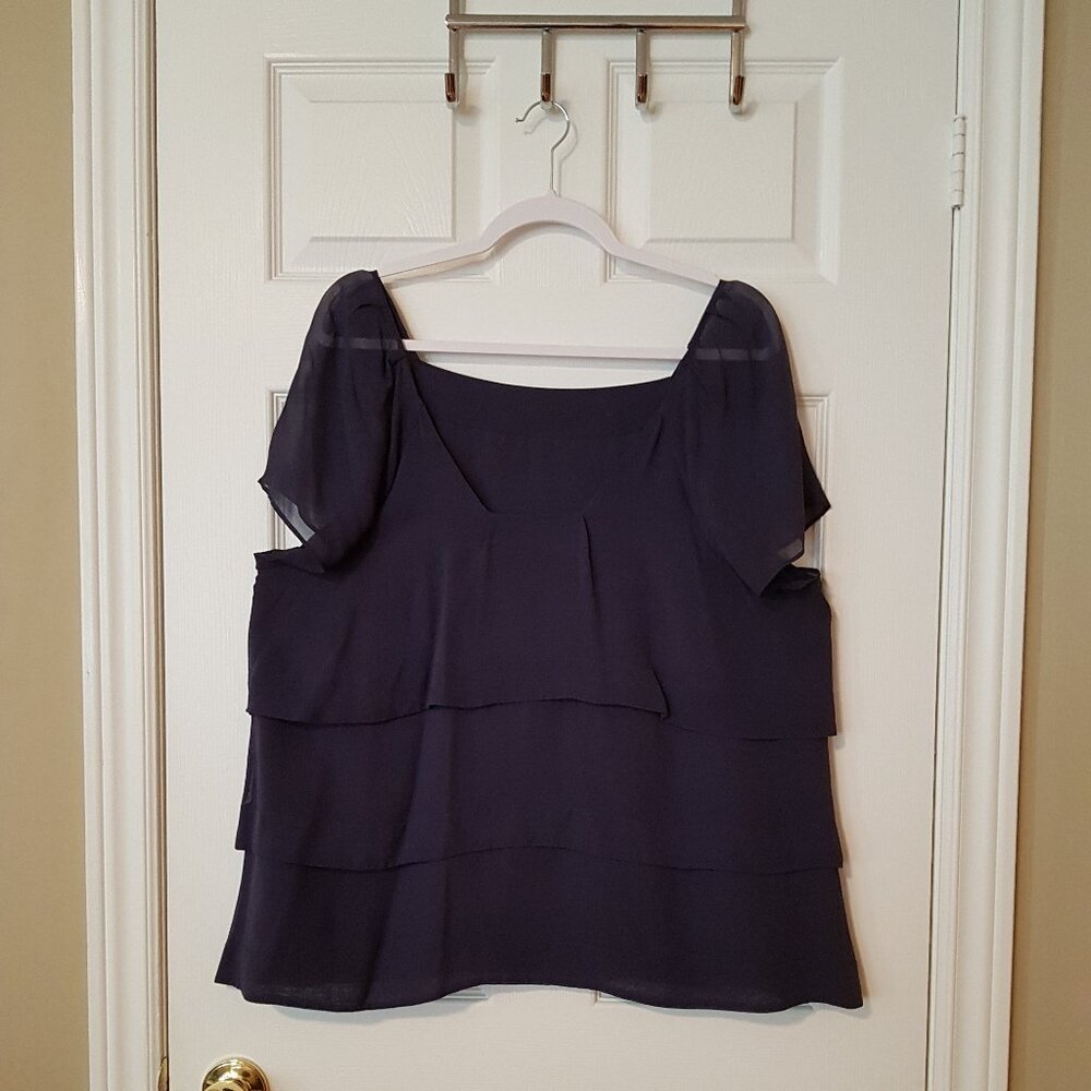 Jacques Vert Women's Double Silky Layer Ruffle Top ~ Sz XL (16) (tags removed) ~